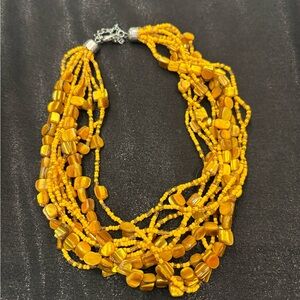 Yellow Beaded, Multi-strand Necklace